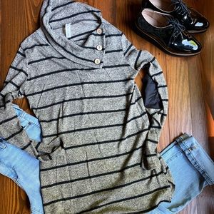 Vanilla Bay Striped Cowl Neck Sweater